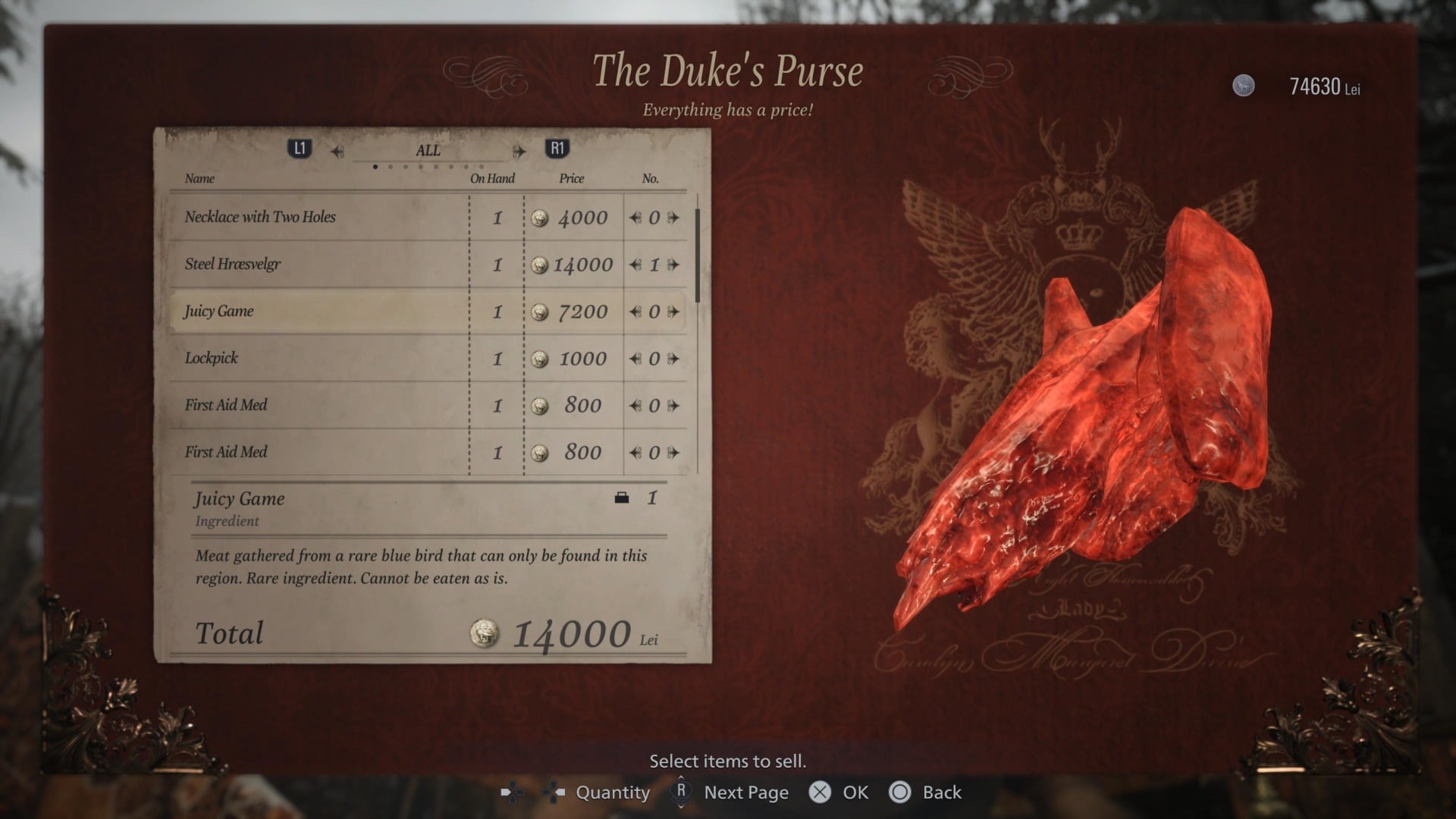 Some rarer meats can be quite valuable.