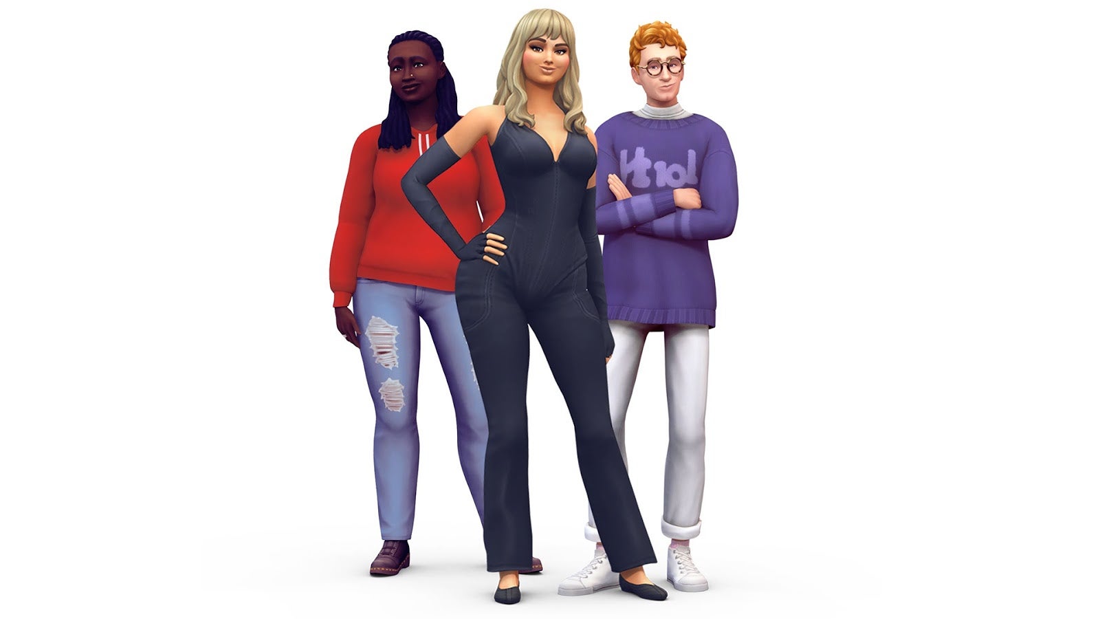 From left to right: Joy Oladokun, Bebe Rexha, and Glass Animals’ Dave Bayley (in Sim form, of course).