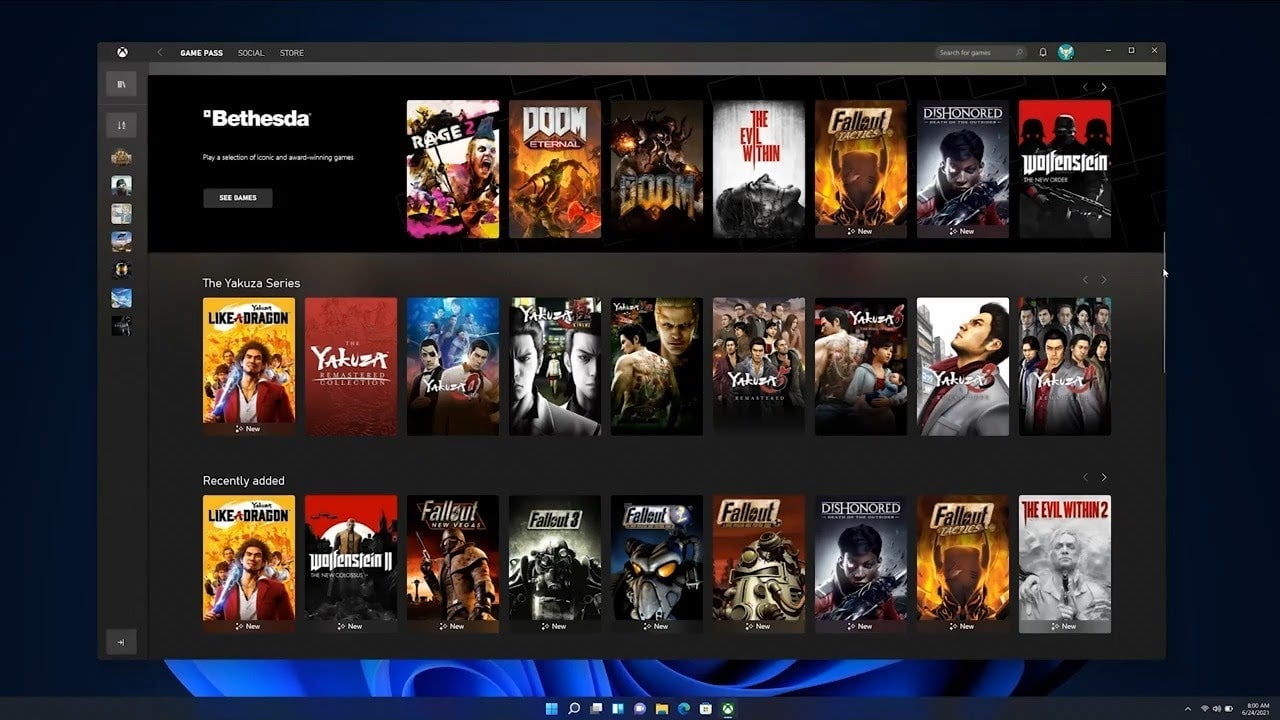 The Windows 11 Game Pass interface.