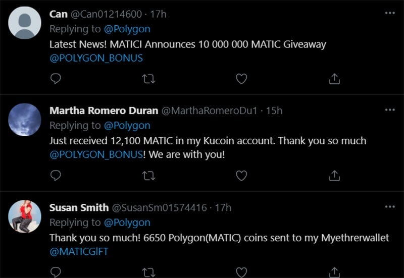 Spam in the place where Polygon tweets. 