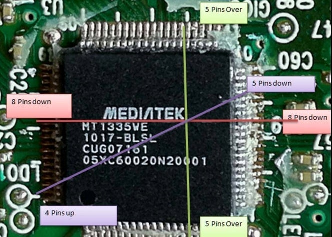 Resin that surrounded this Mediatek chip for the Xbox 360 Slim has been removed.