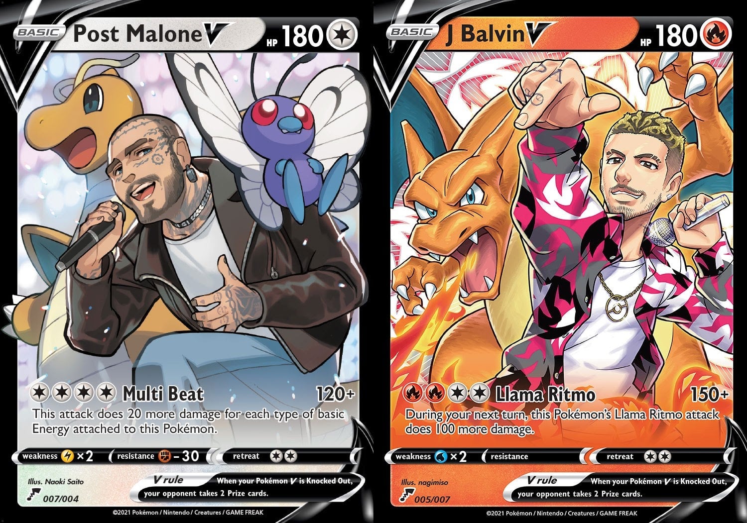 Post Malone and friends alongside my new favorite Charizard card.