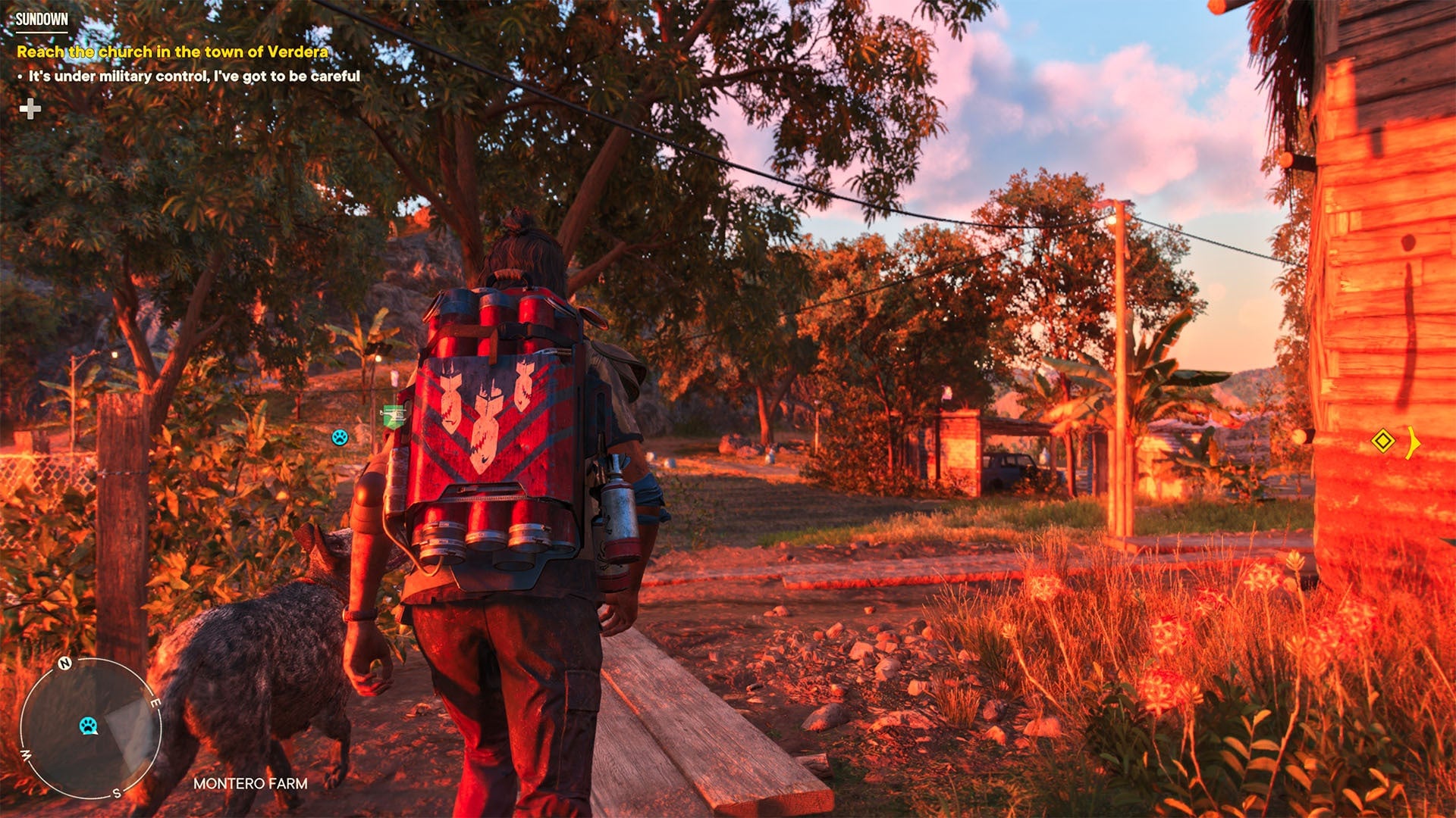 It’s not a bug: When you’re at a camp, the game switches to third-person.