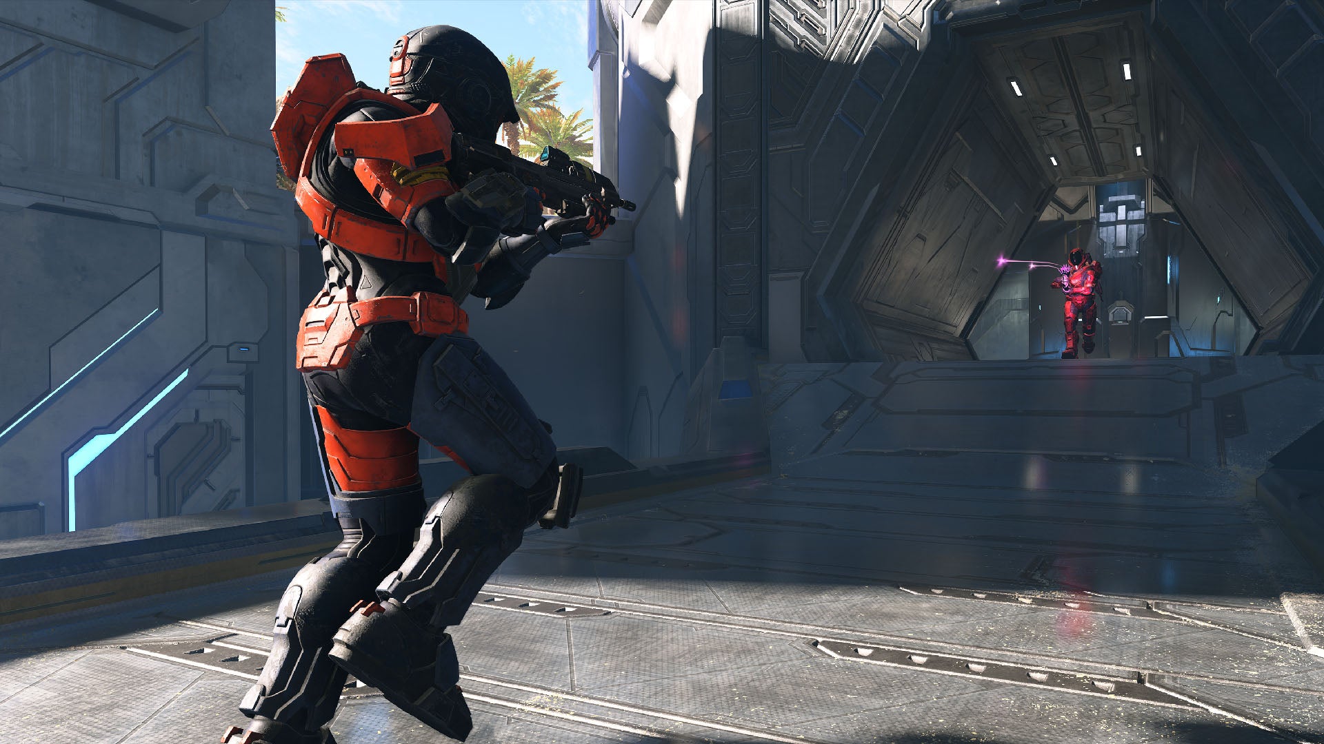 Those pink needles in the distance are Halo’s visual language for “you’re dead.”