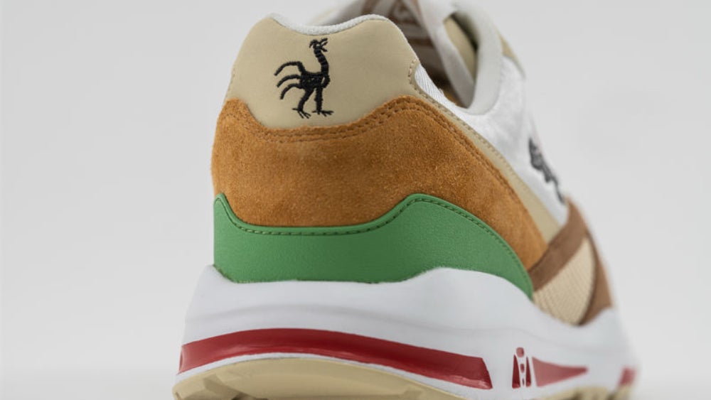 A bone version of the brand’s logo. 