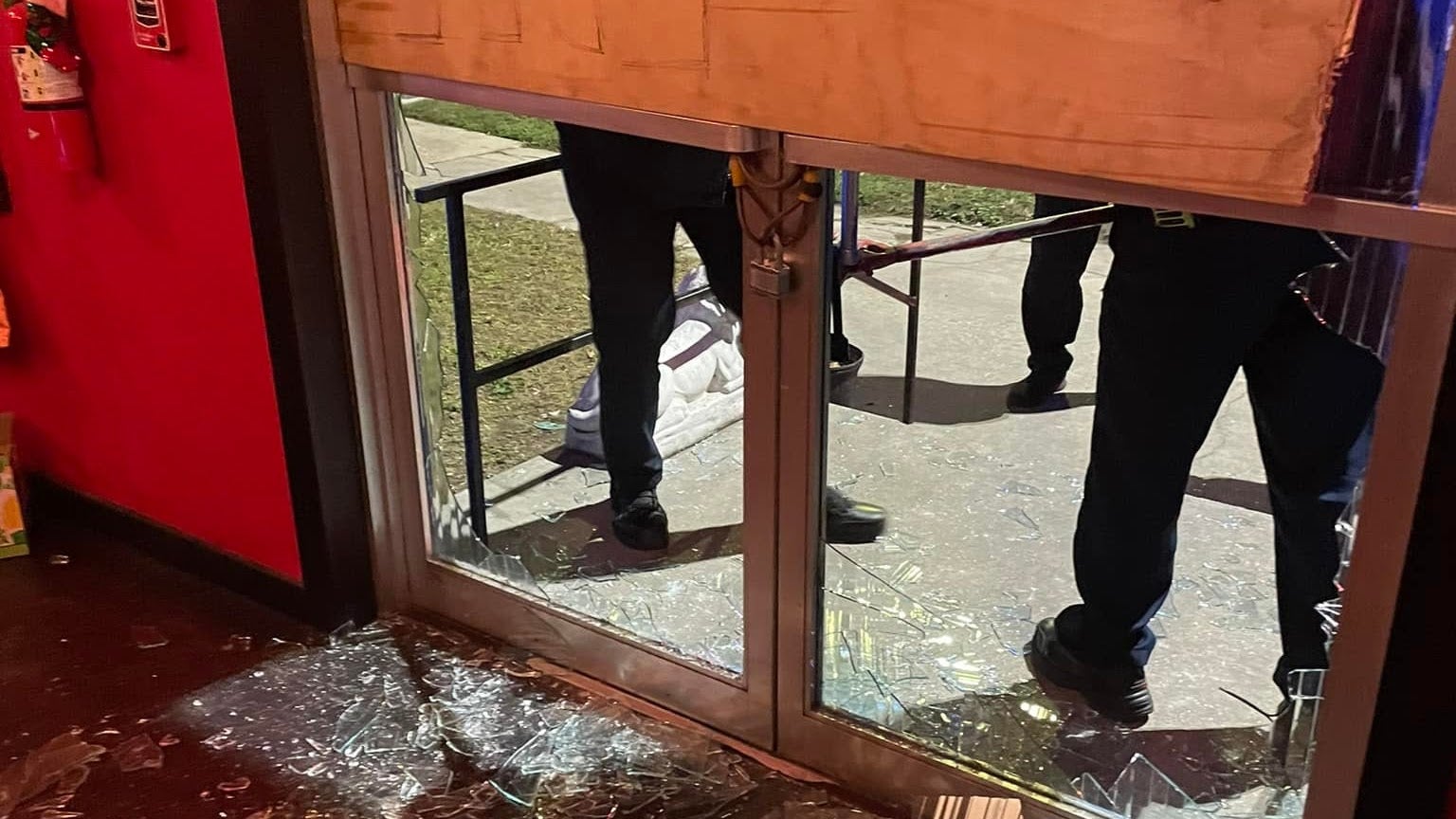 Barely any glass was left unbroken. 