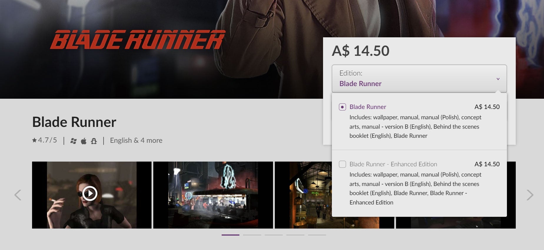 (I’m in Australia, hence the A$14.50)