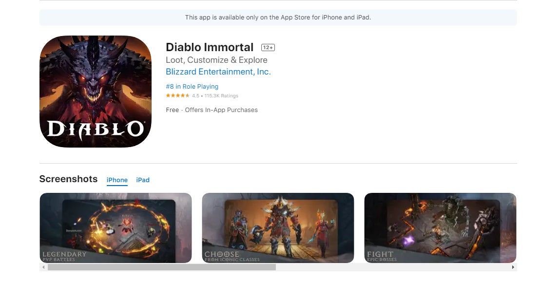 Screenshot: Apple / Blizzard / Kotaku
