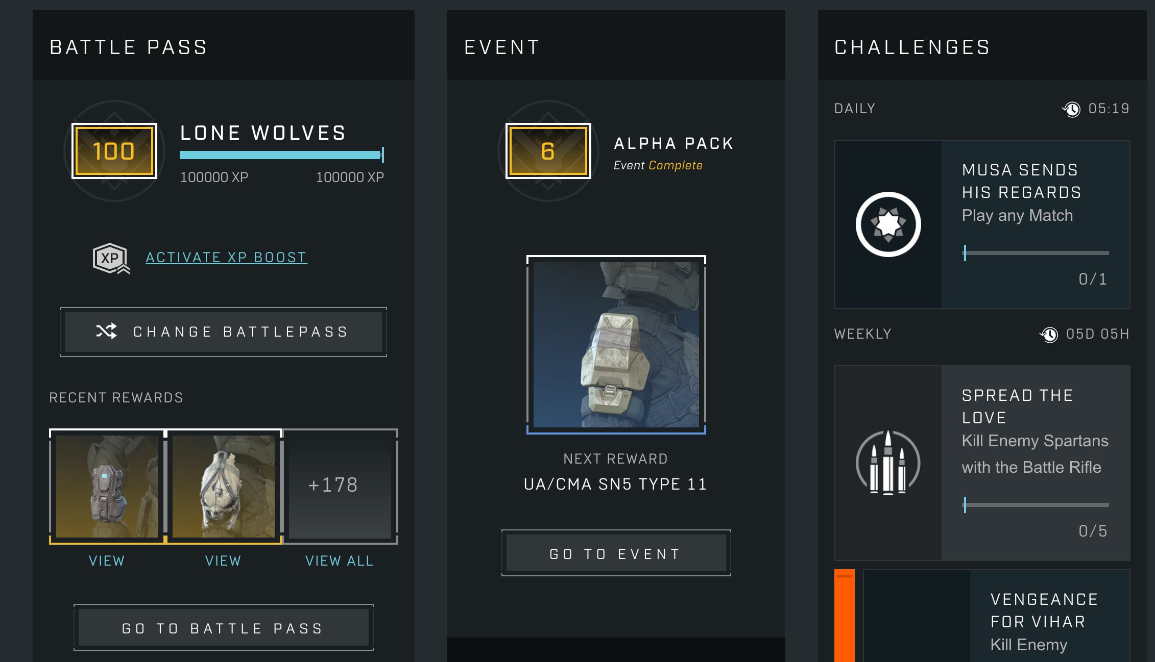 In Infinite, 343's official tracker only shows your progress toward unlocking new cosmetics.