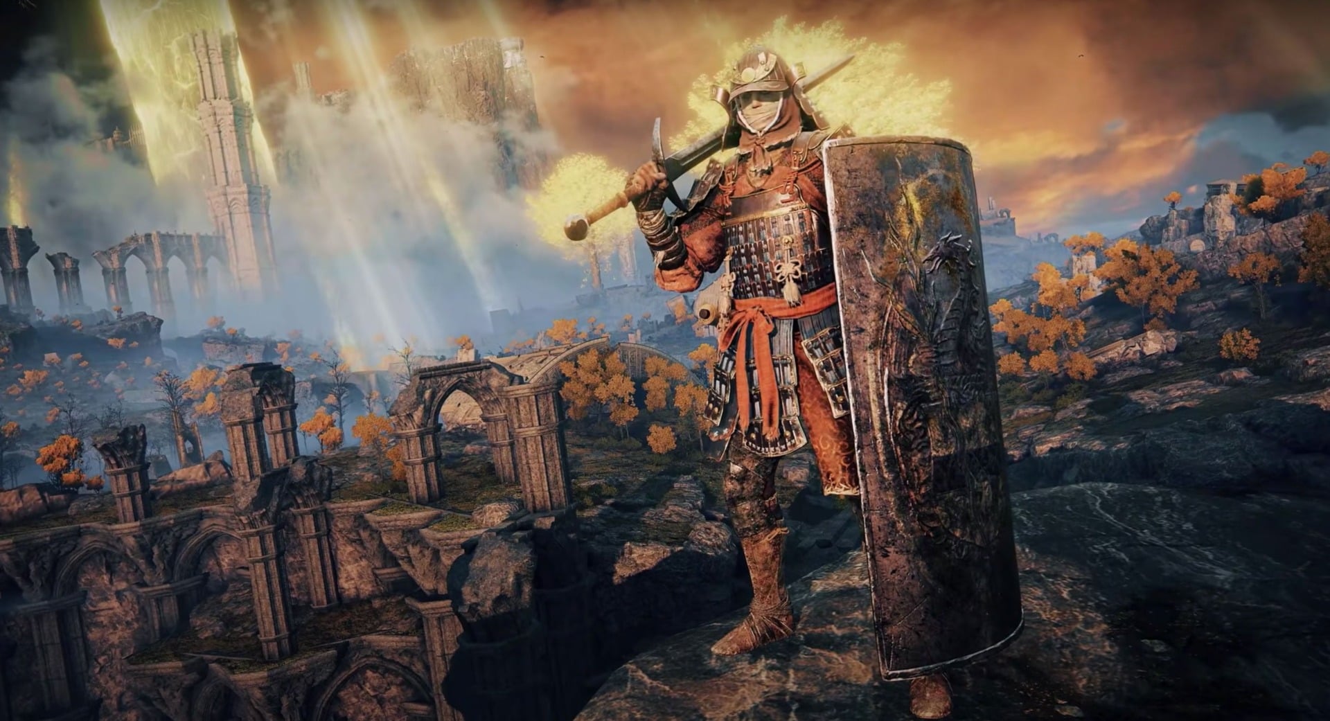 A tarnished warrior stands in the light.