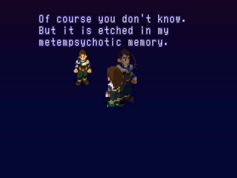 Most of Xenogears’ original English localization team abandoned the project early on because of its esoteric script, leaving translator Richard Honeywood to do much of the work himself.