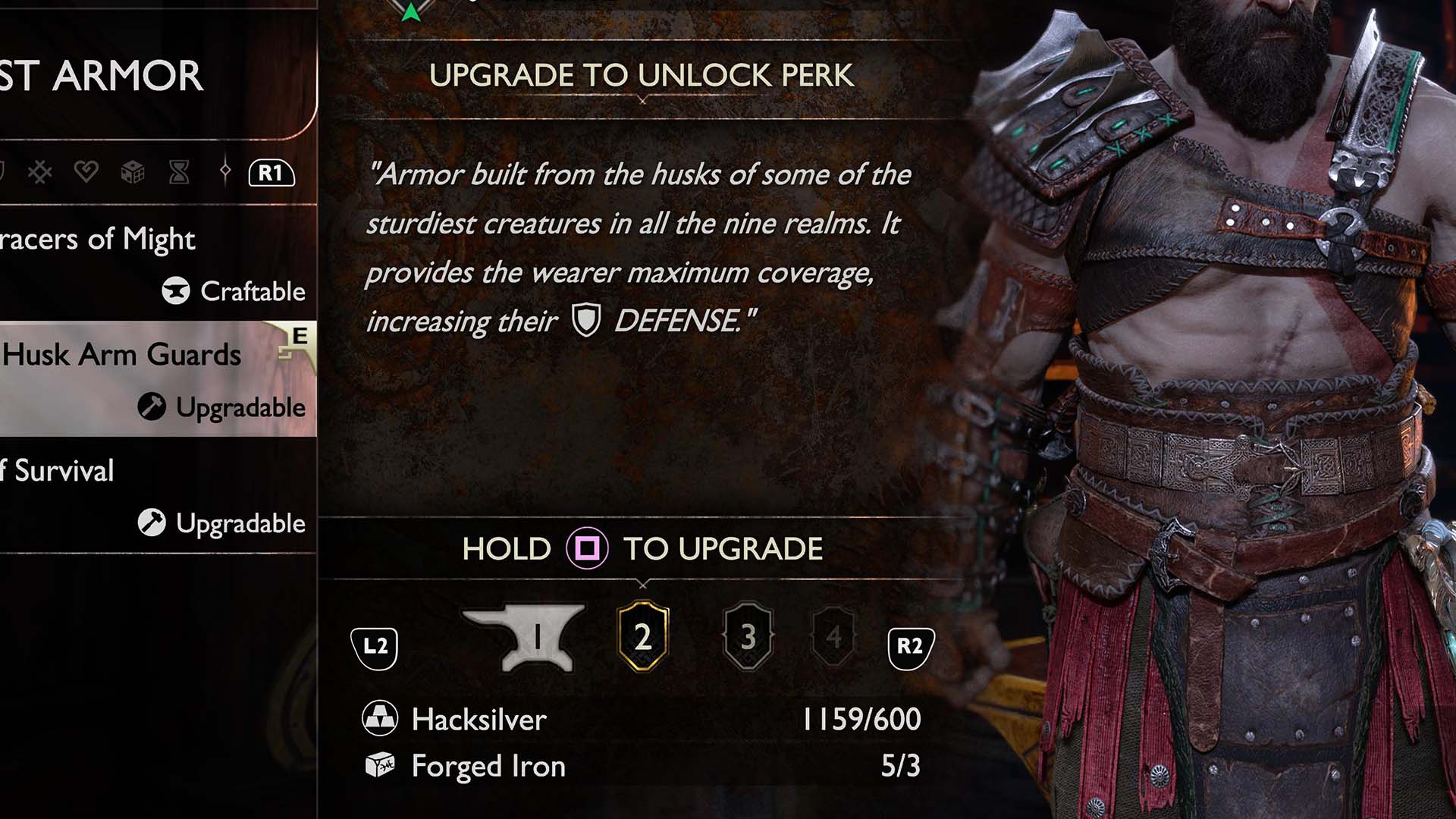 Crafting an upgrade in God of War