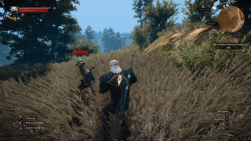 Notice how the lower right portion of the HUD changes to show all Signs mapped to a specific button.