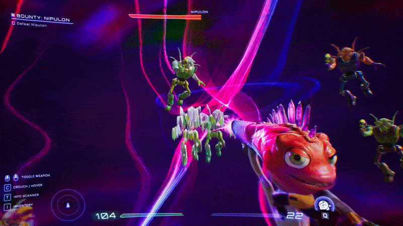 The visual effects don’t make it easy, but you’re looking for the dude in blue.