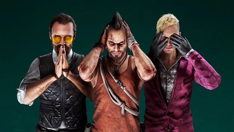 Far Cry villains hold up their hands.