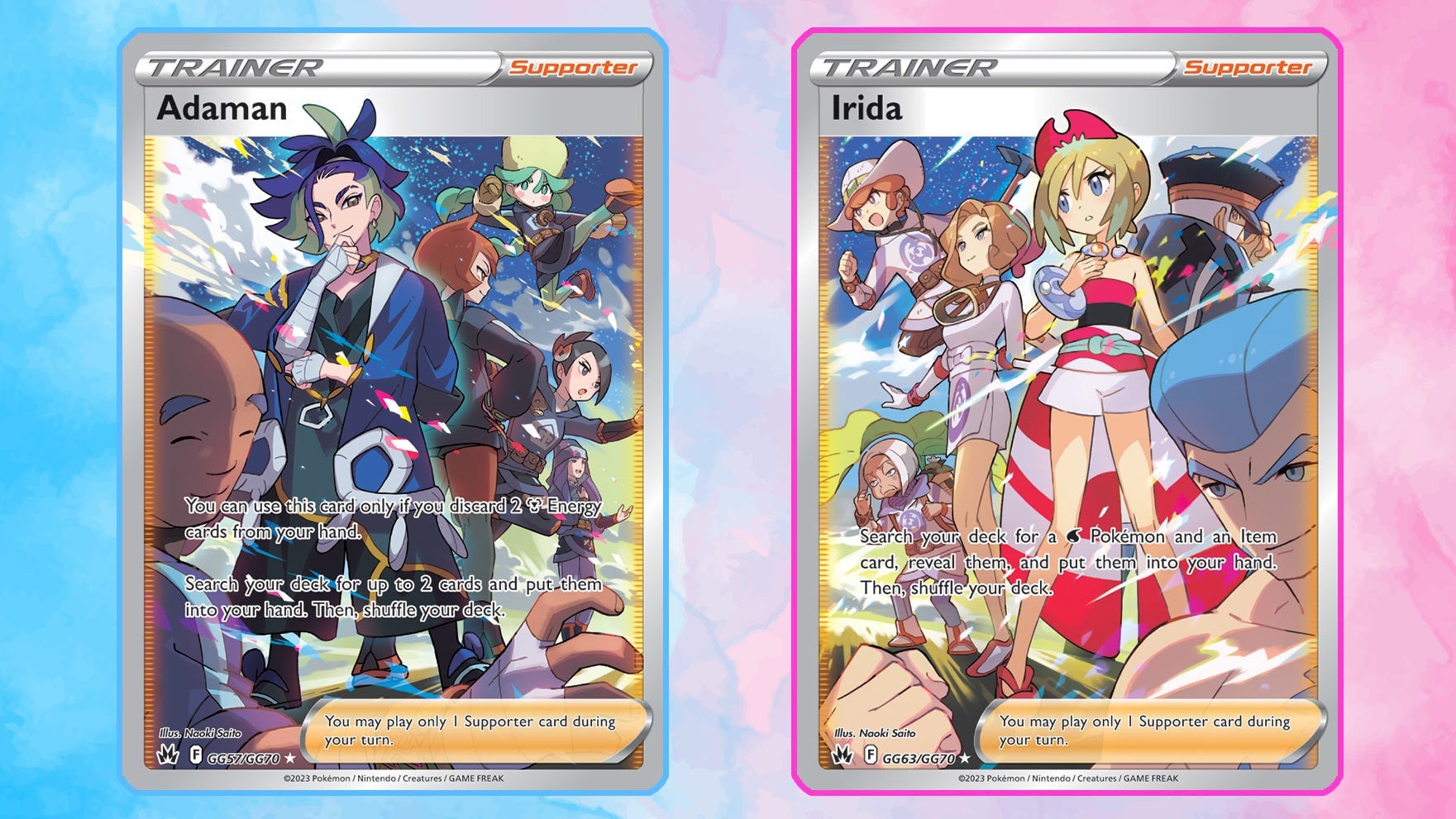 The Japanese versions of “Special Art Rare” cards Adaman and Irida were recently priced at $26 and $165, respectively.