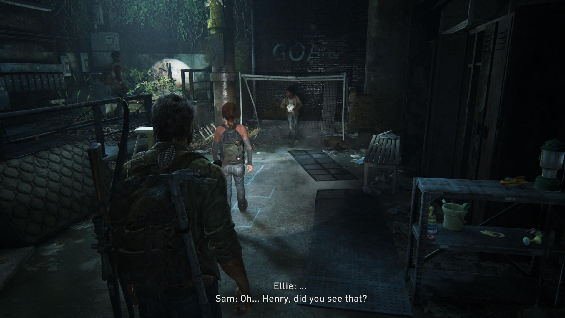 Ellie and Sam play soccer in the game in a moment referenced in the show.