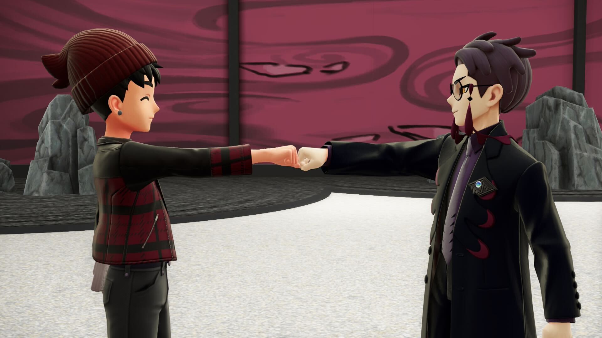 Shep and Corbeau fist bump.