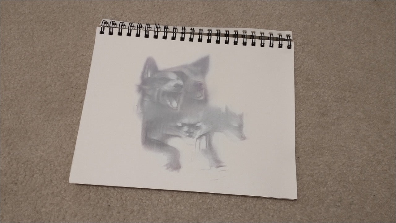 This sketchbook Cerberus lives in Veddgeâs Google Drive.