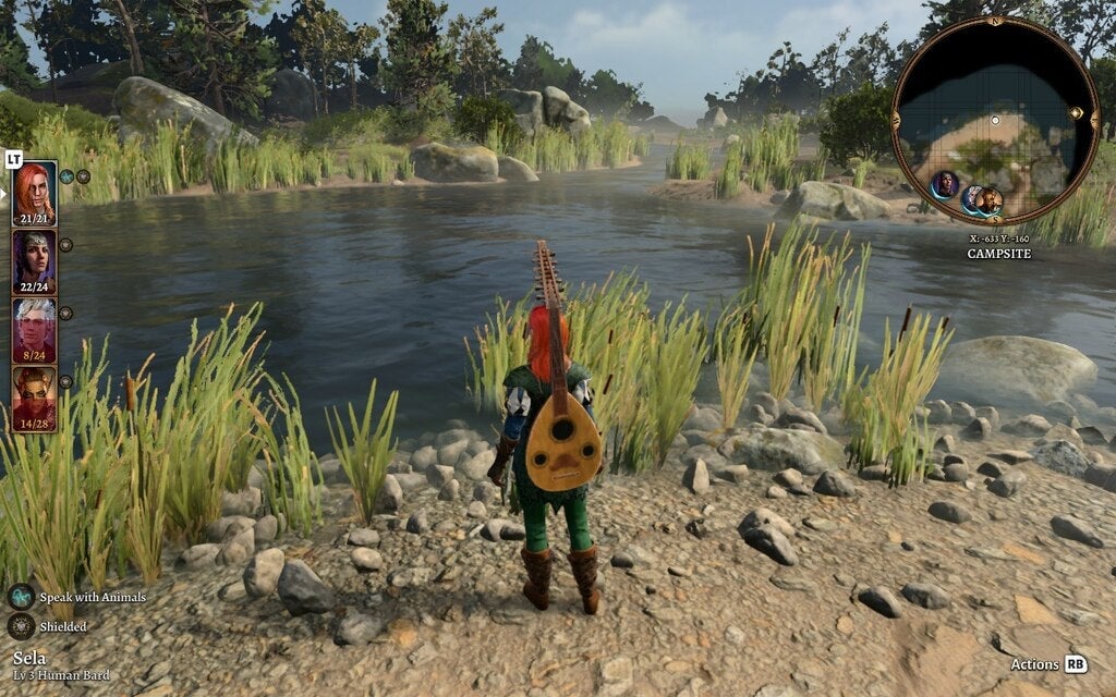 The softness is most noticeable on detailed textures like this character’s lute.