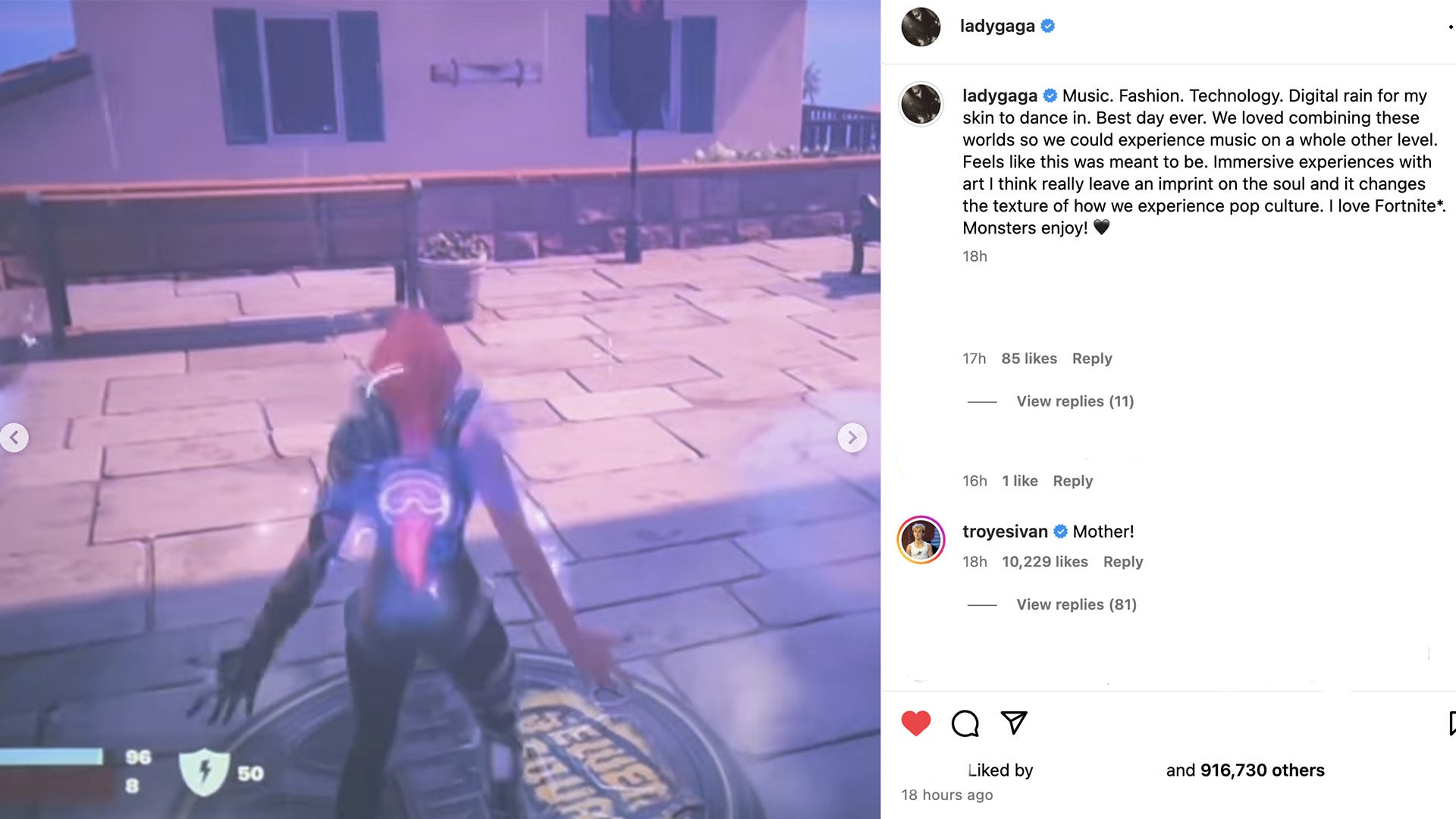 Screenshot: Epic Games / Lady Gaga / Instagram
