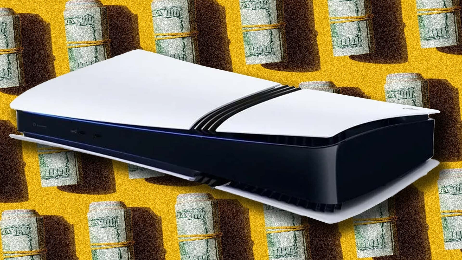 A PS5 is shown alongside money