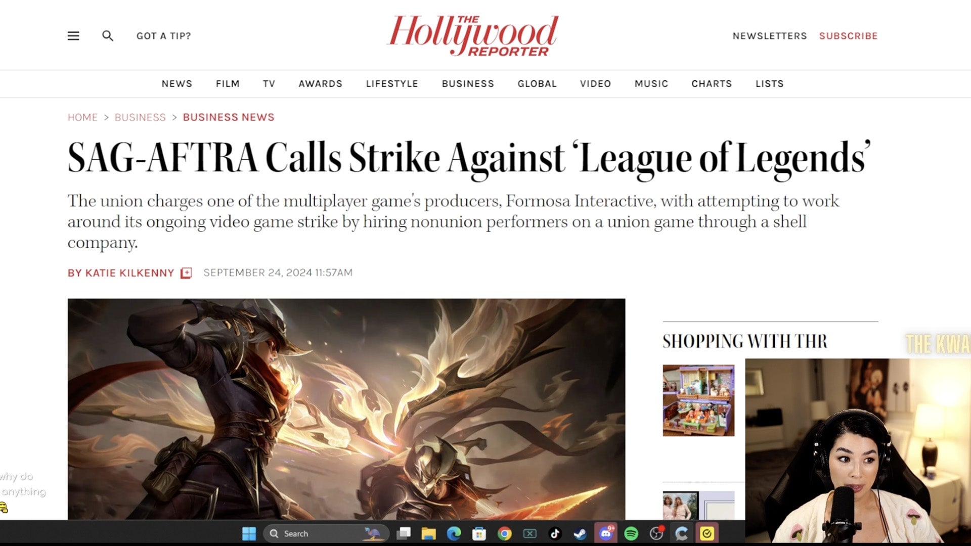 Screenshot: Caroline Kwan / Twitch / Hollywood Reporter