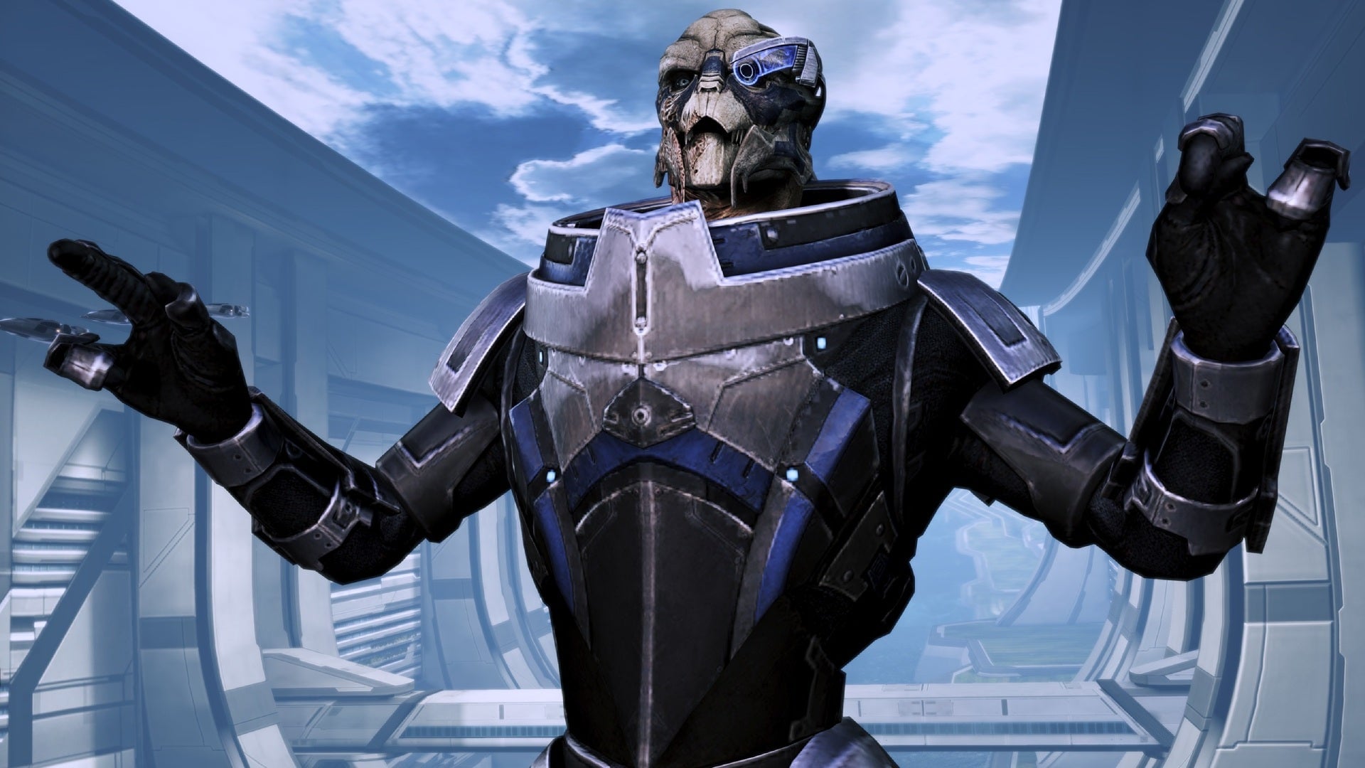 Garrus cheering on the Citadel.