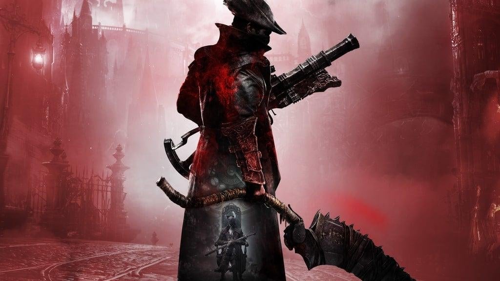 A hunter appears overtop a red background.