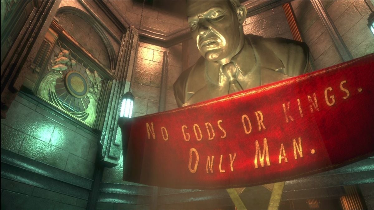 A screenshot shows a sign in BioShock.