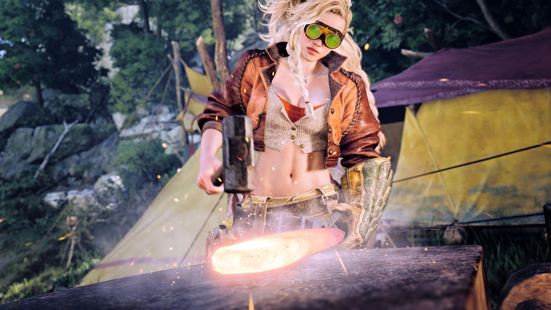 Gemma fixes some weapons.