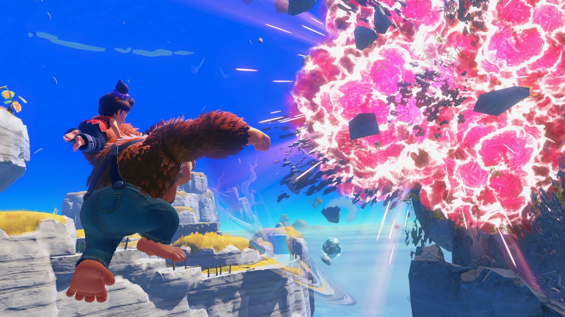 Donkey Kong blows crystals up.