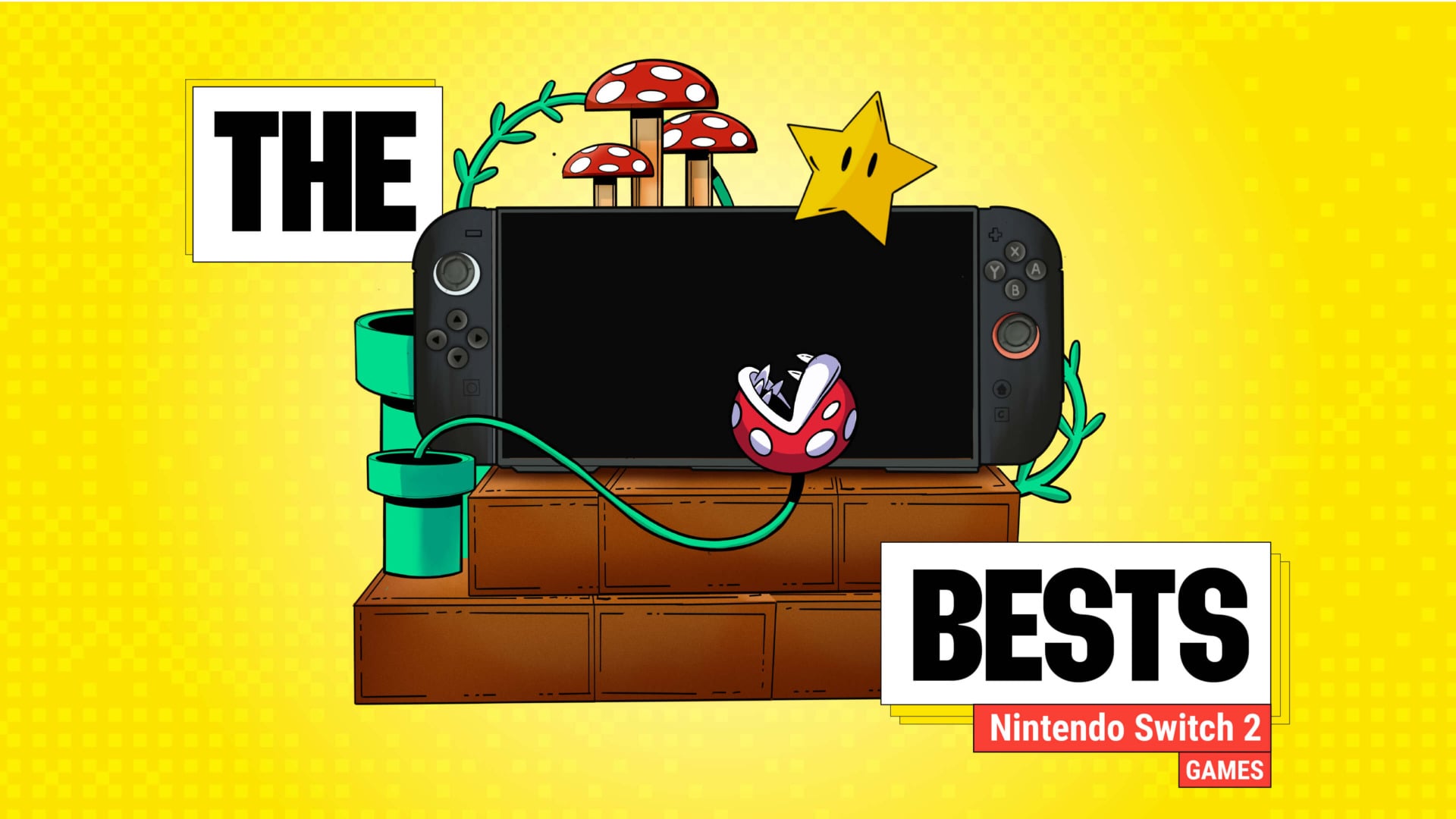 A Switch 2 is next to a Piranha plant and a star.