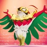 Mega Hawlucha poses in a ring.