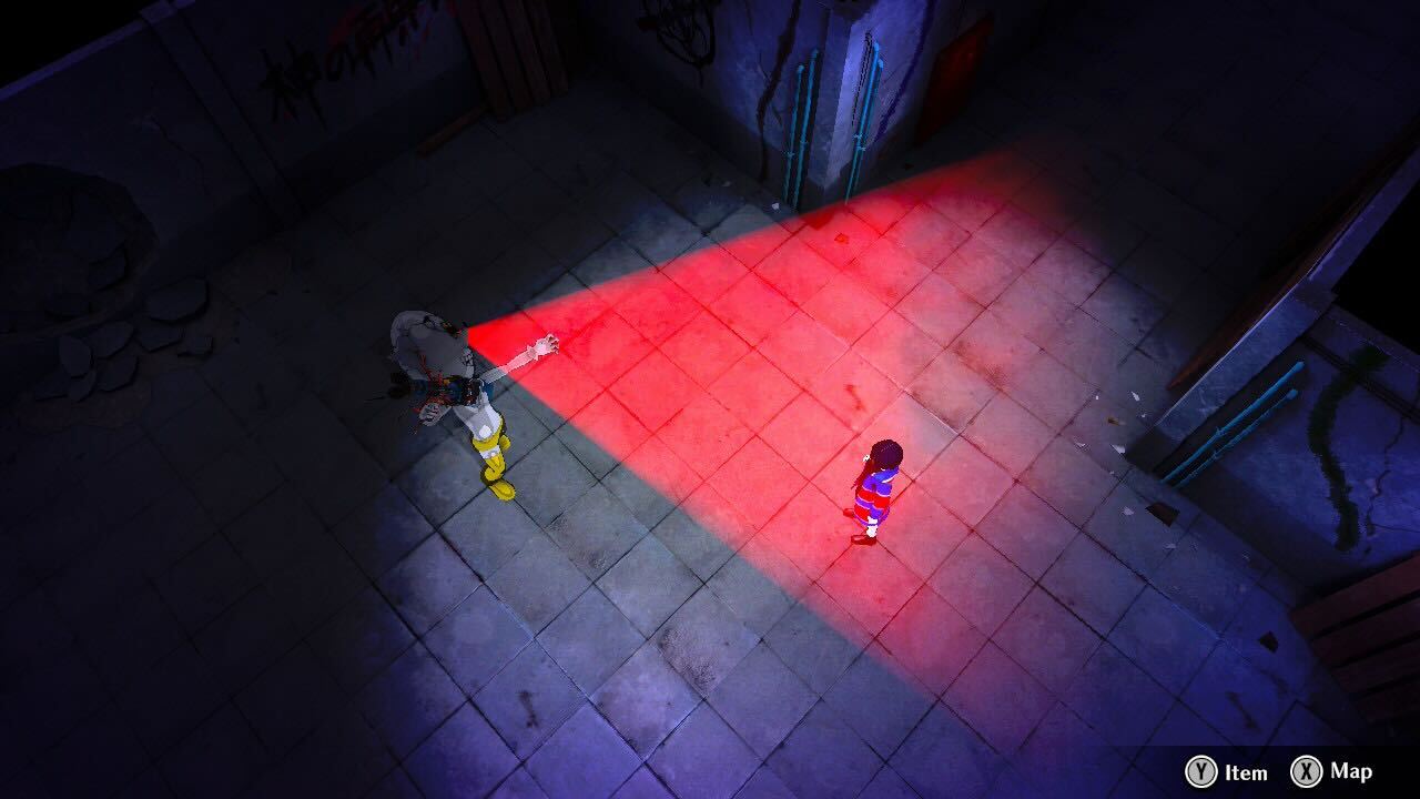 Someone in a mascot suit spots Rei.