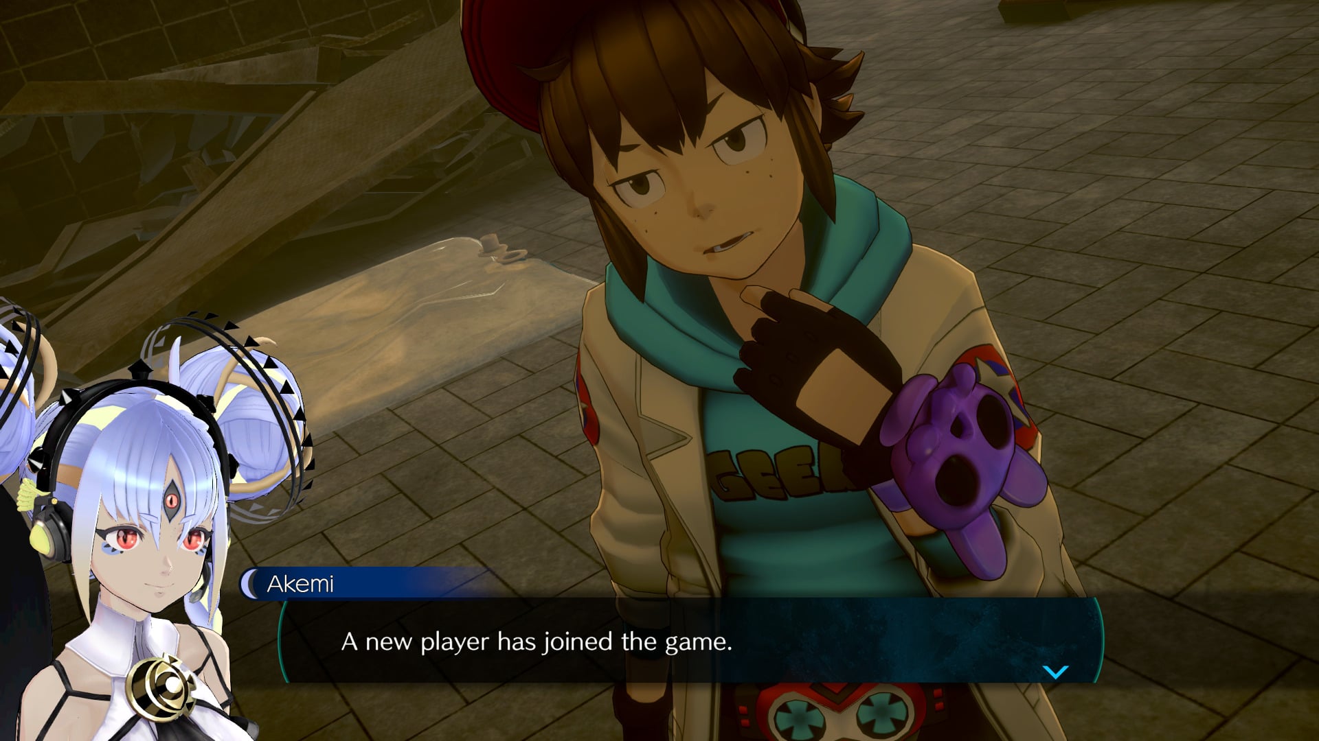 Characters chat with one another.