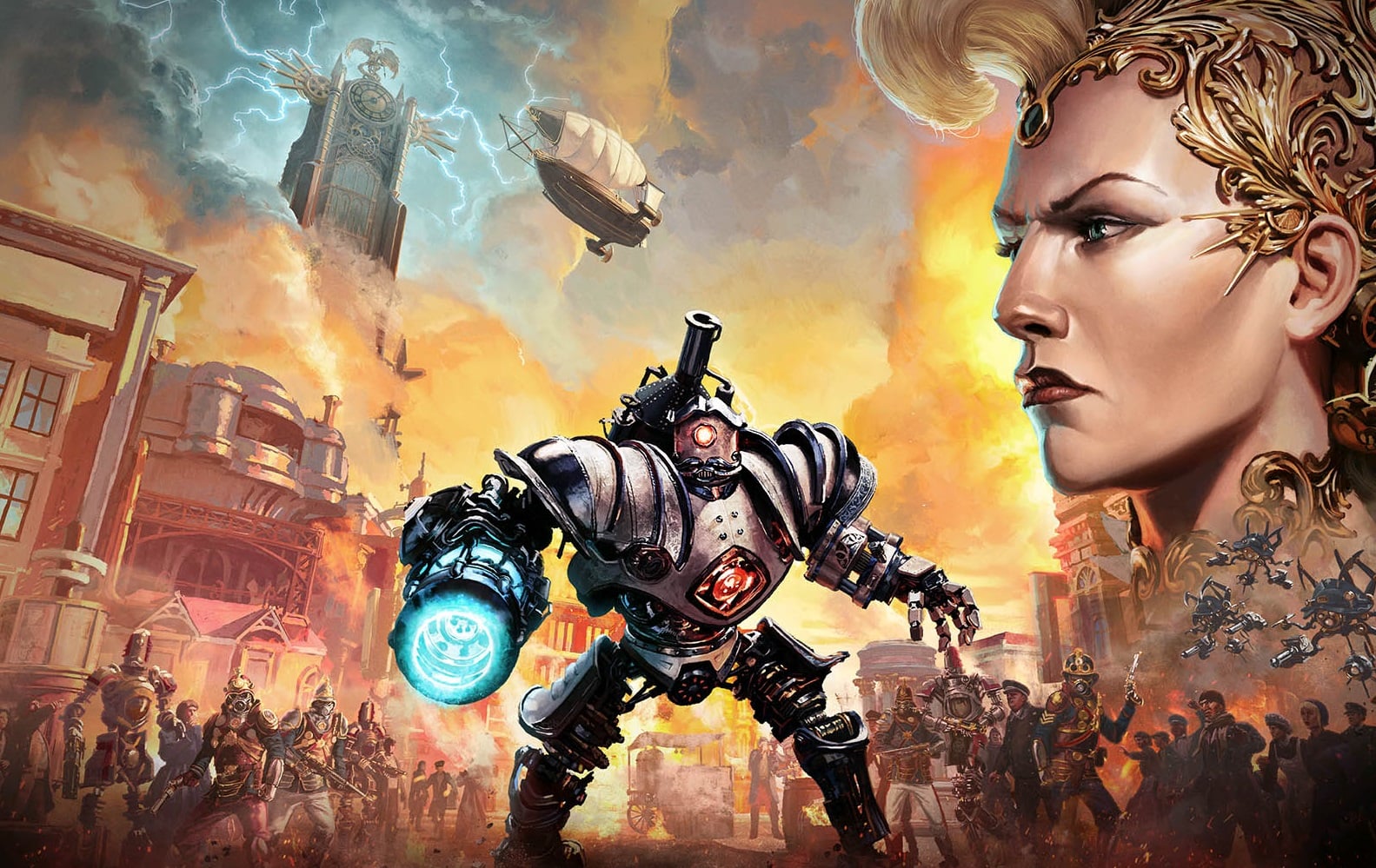 Key art shows Clockwork Revolution's world.