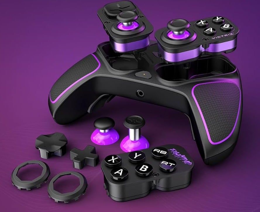 The Victrix appears in front of a black background. 