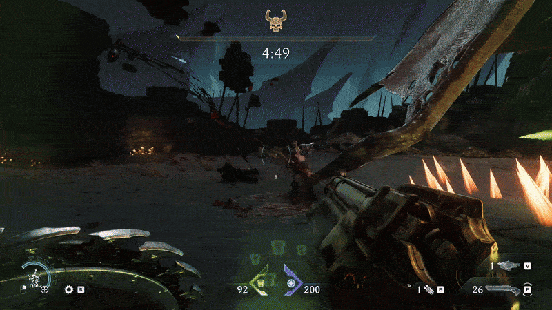 An animated gif shows the player dying very quickly to a horde of demons.