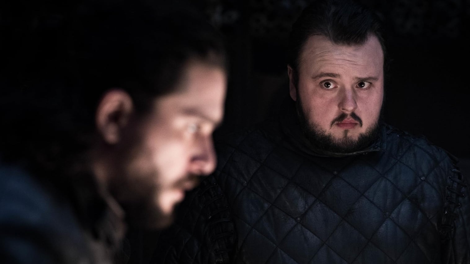 Samwell Tarly looks asconce at Jon Snow.