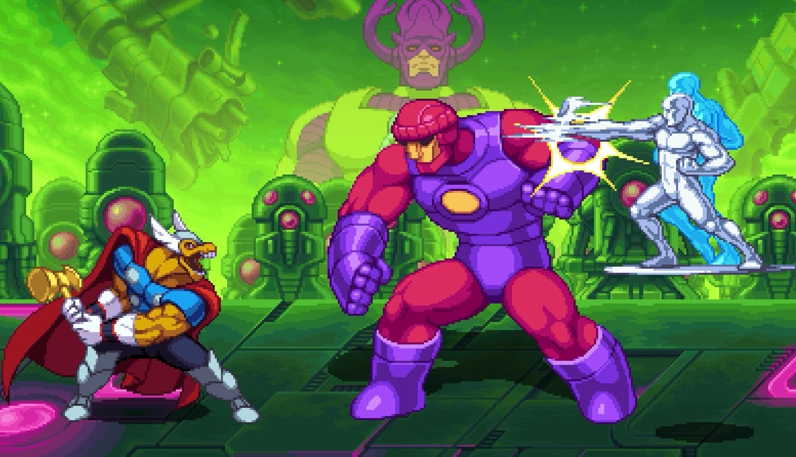 Marvel Cosmic Invasion shows a boss fight.