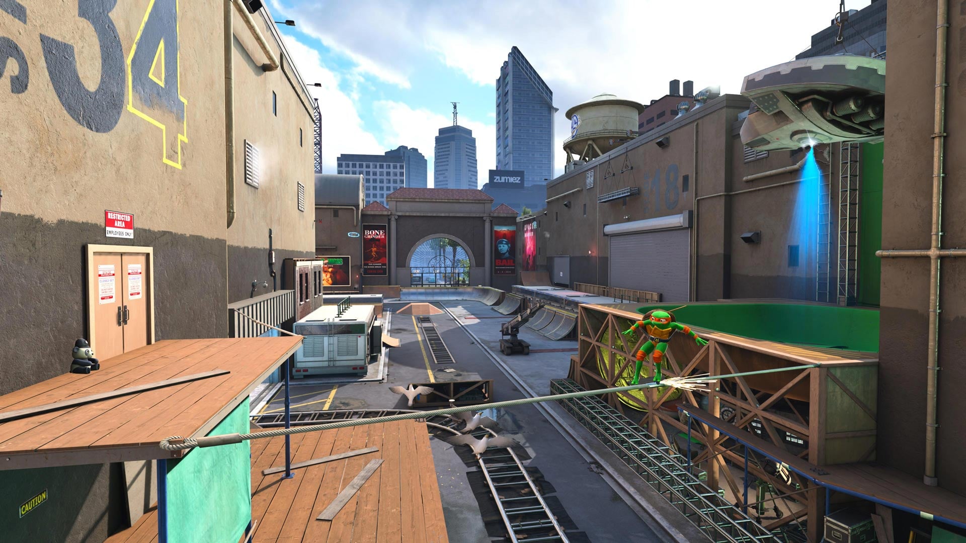 Michelangelo and the roof of Pier 12.