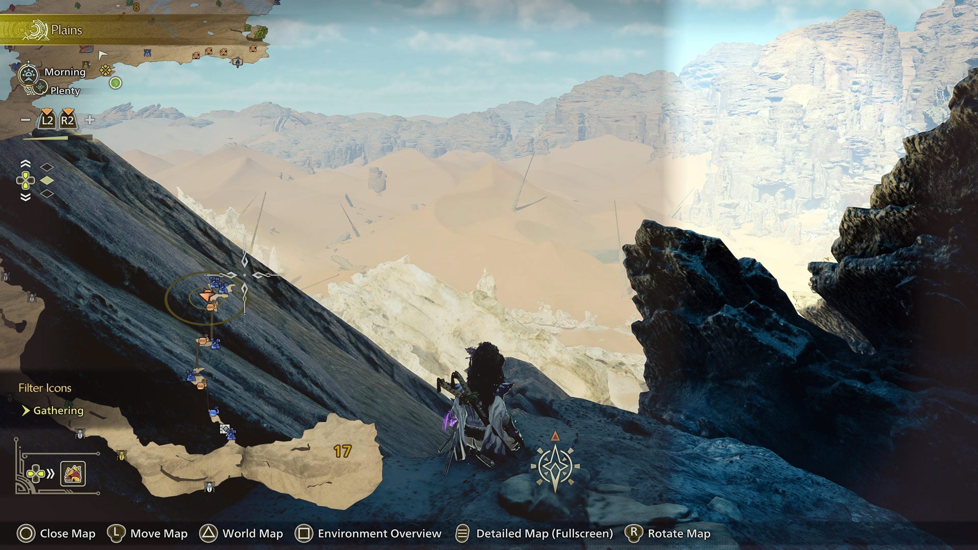 The southern side of the Windward Plains is revealed from a jagged cliff.