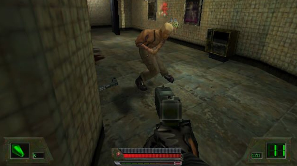 The incredibly dated-looking Soldier of Fortune, with a man being shot in the balls.