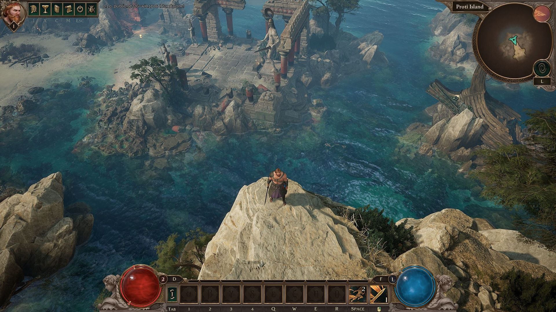 The view over the cliff of the gorgeous blue waters below.