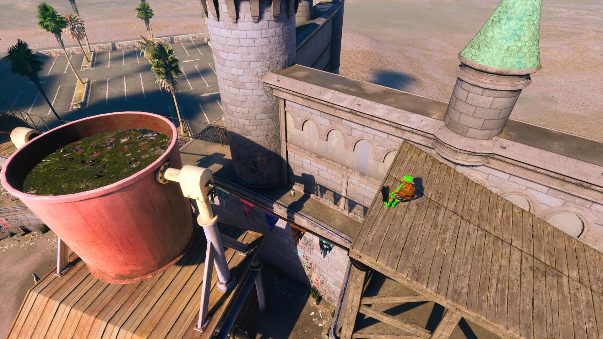 Michelangelo stands at the edge.