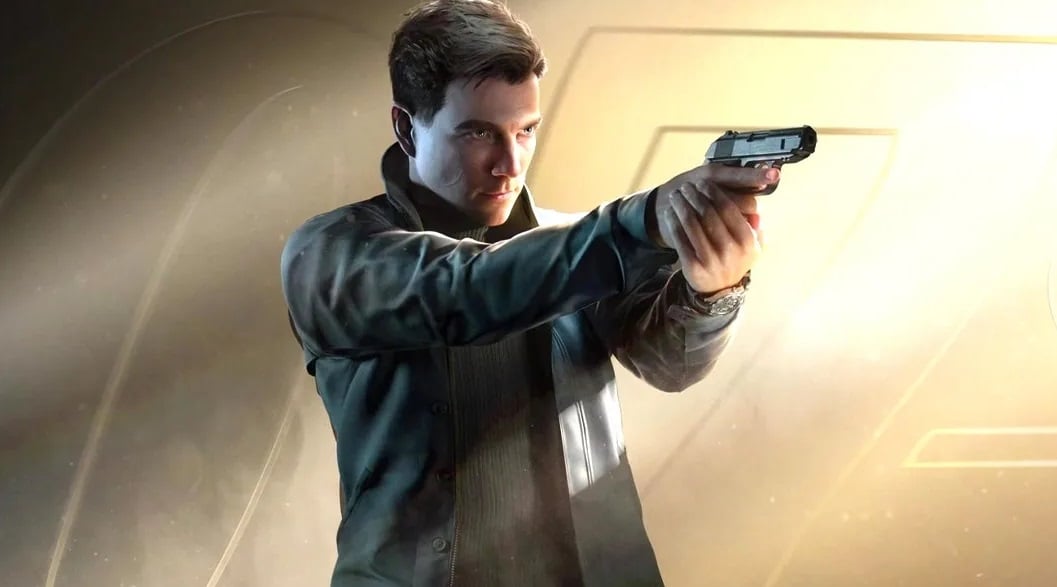 An 007 agent pulls a gun.