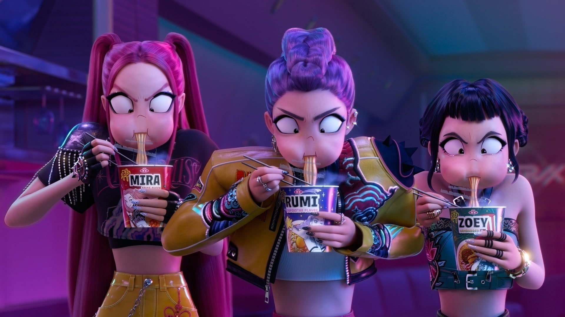 Huntr/x eating ramen