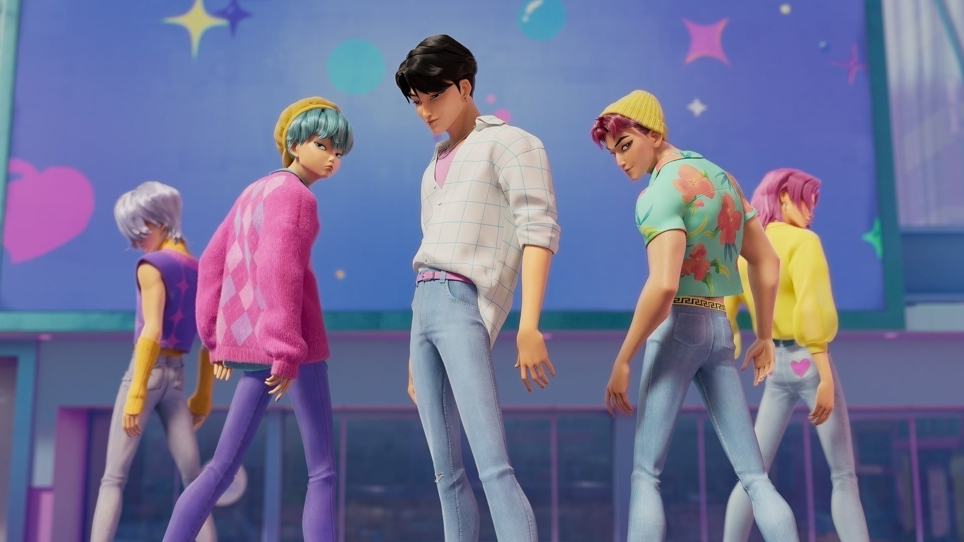 The Saja Boys pose at the end of a performance