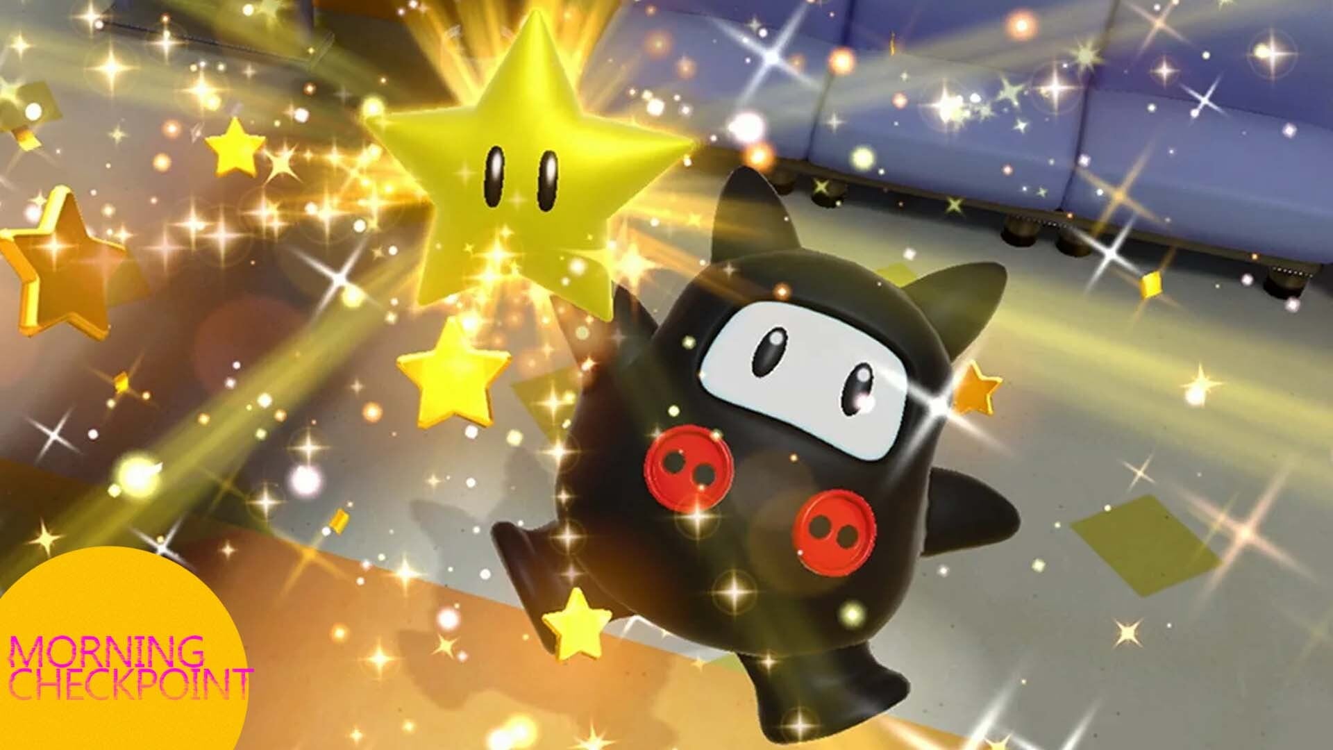 Ninji grabs a star in Mario Party.